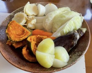 蒸し野菜 料理教室では卵を使わないVeganマヨネーズを作りました。